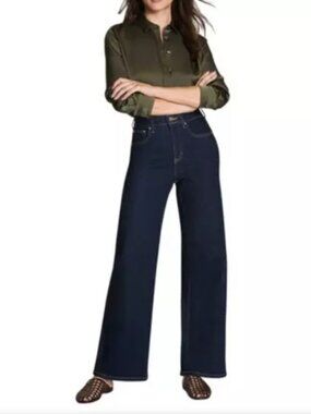 NWT SPANXshape Authentic 360 Wide Leg Jeans - Marina Wash (XS)